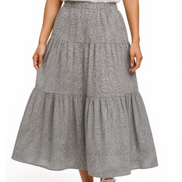 Sarah Arizona Ditsy Floral Crinkle Maxi Skirt Small Prairie Tiered Bohemian